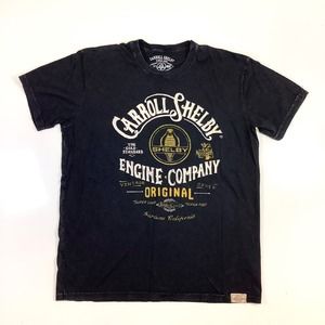 Carroll Shelby Grunge Men’s T-shirt Engine Company Tee Black Size XXL 2XL USA